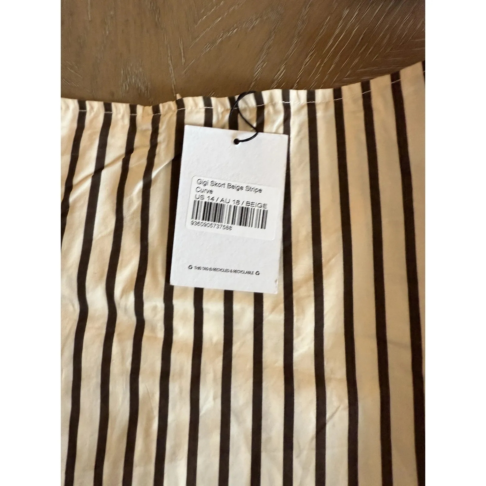 BNWT Princess Polly Gigi Skort in Beige with Brown Stripes, Sz US 14 Tall - Image 9