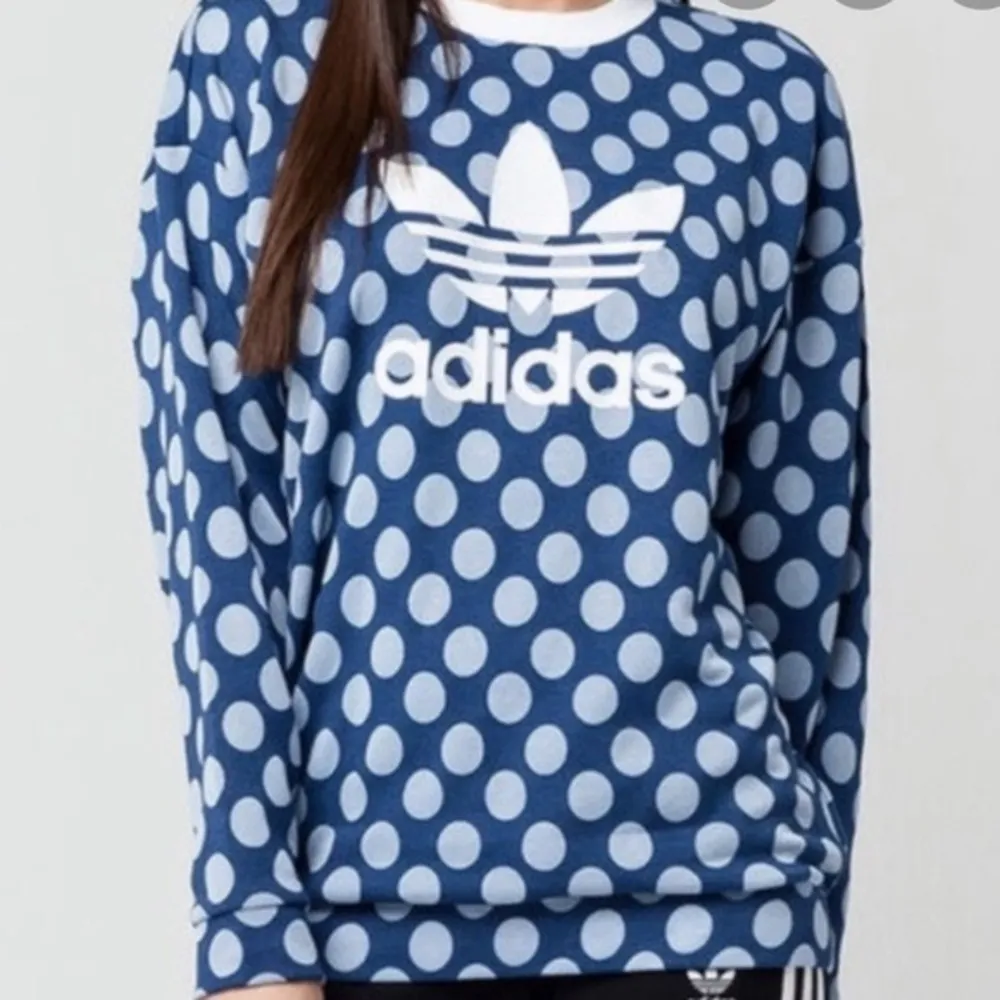 Trefoil Blue Polka Dot Pullover Sweatshirt Size S - Image 5
