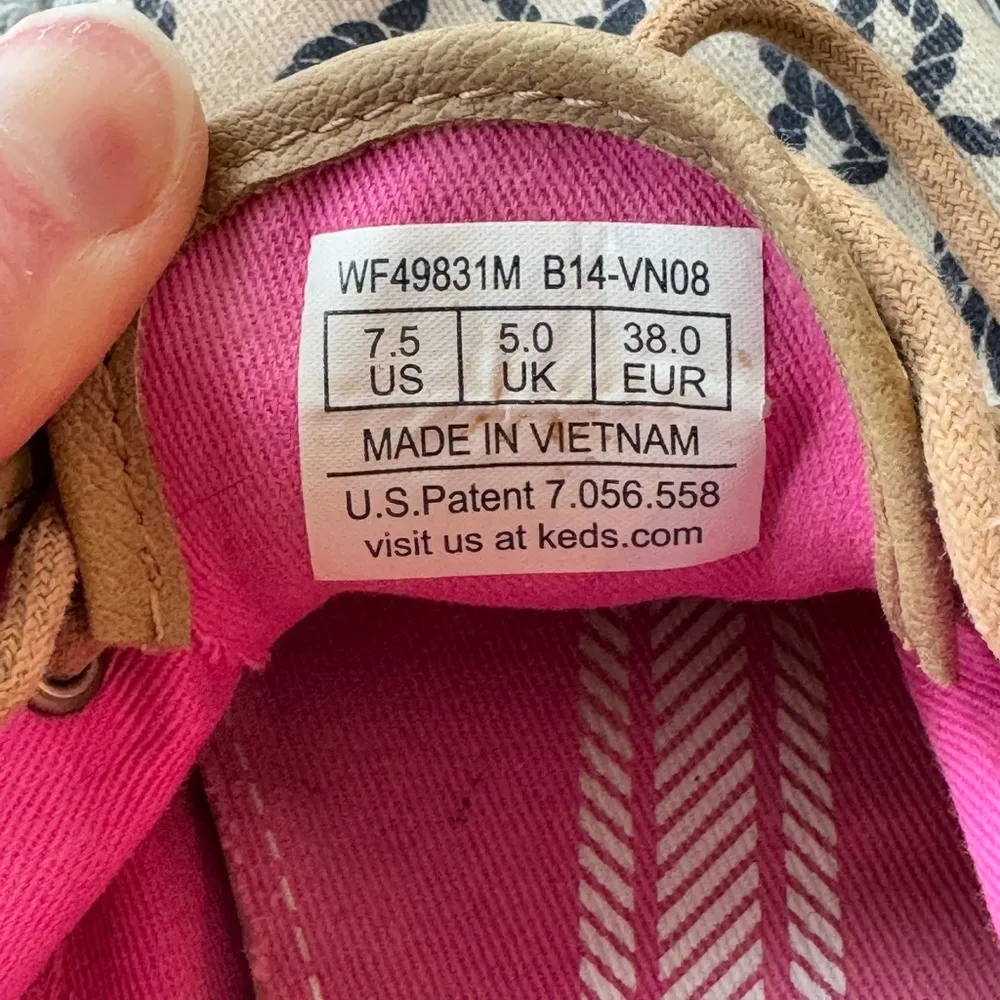 Keds Navy Tan Rope Print Nautical Canvas Sneaker Tennis Shoes Size 7.5 - Image 6