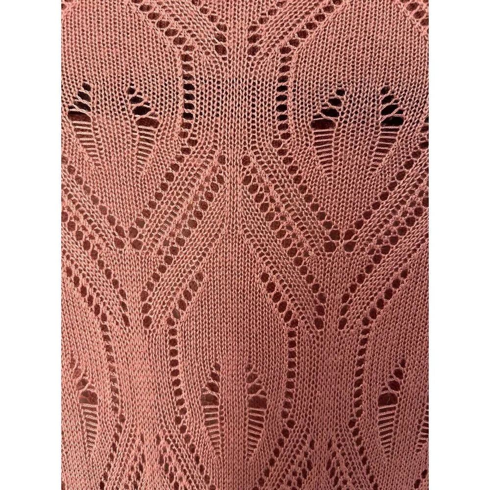 Free People Pretty in Pointellen Knit Ribbed Turtleneck Sweater Bodysuit Pink L - Image 8