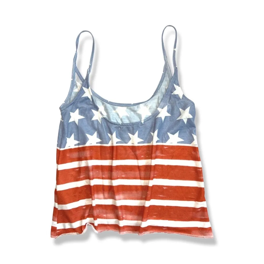 🪩4/$20!! 4th of July Stars and Stripes Tank Top Crop Top Small 🪩4/$20!! - Image 2