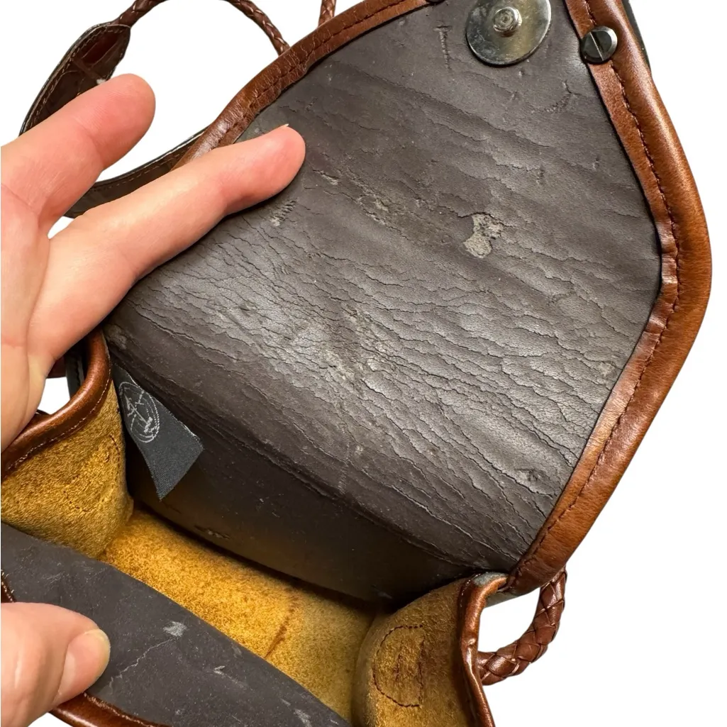 Vintage Brighton Women's Bag Mini Crossbody Woven Long Braided Strap Brown Purse - Image 7