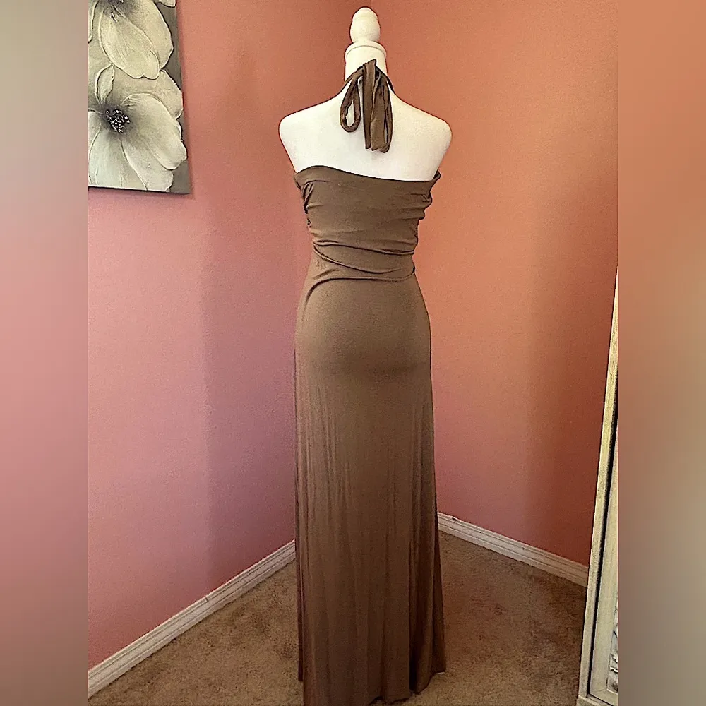 Y2K bohemian glam chic bling embellished long maxi halter dress Deadstock NWT LG - Image 2