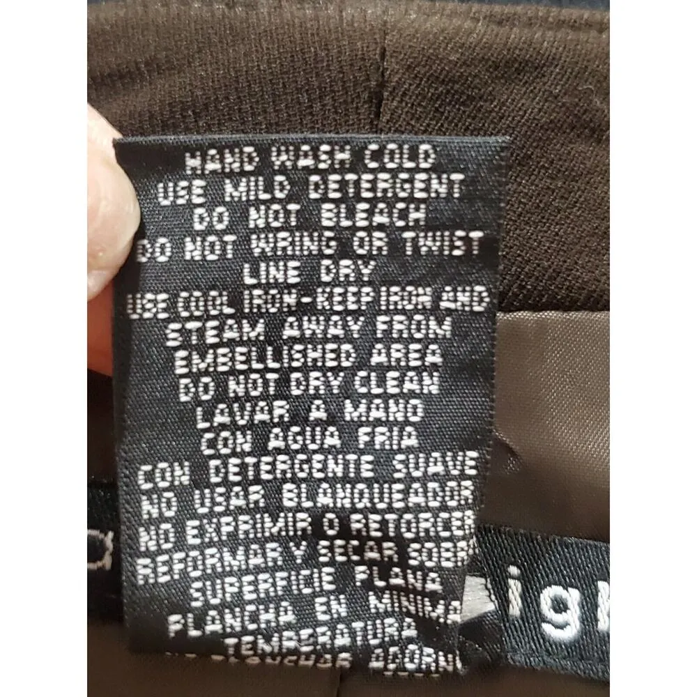 Madison Leigh Women's Brown Long Sleeve Embroidered Lined Open Front Jacket 10 - Image 10