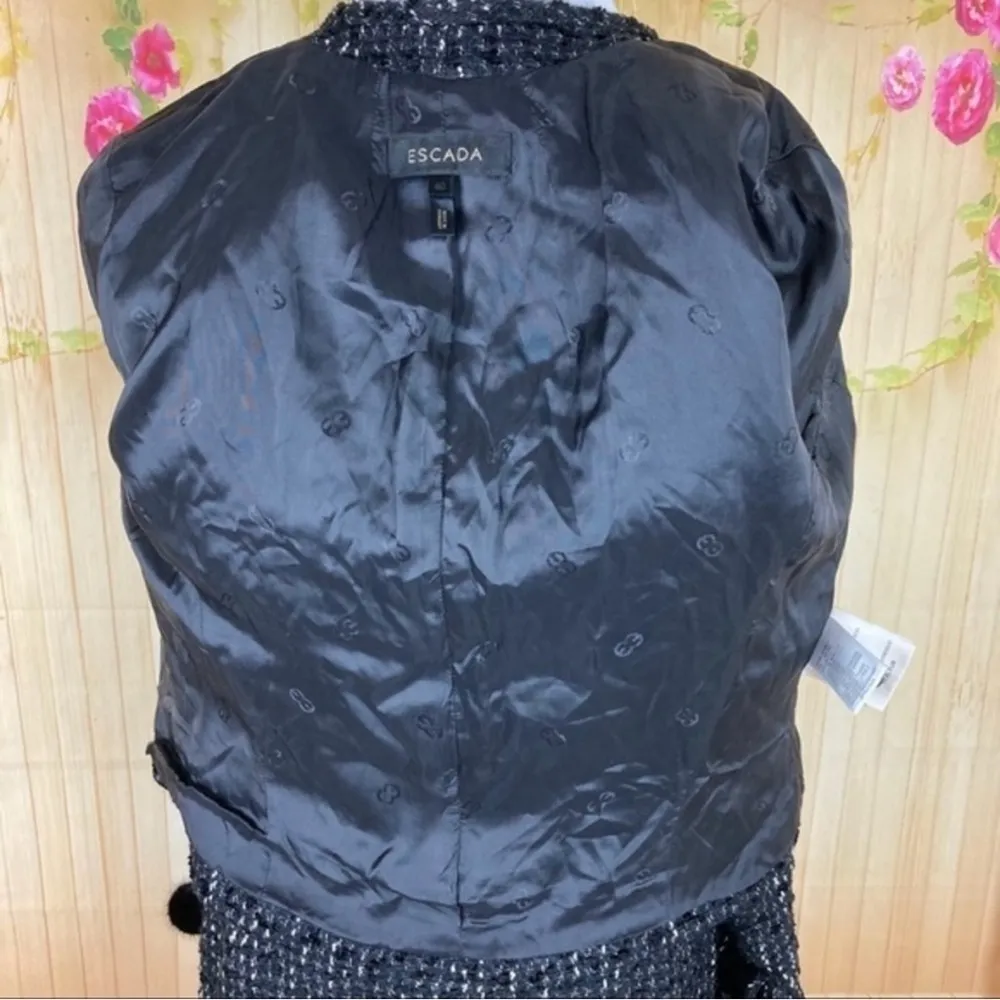 ESCADA Tweed and Mink Skirt Suit Black Size undefined - Image 12