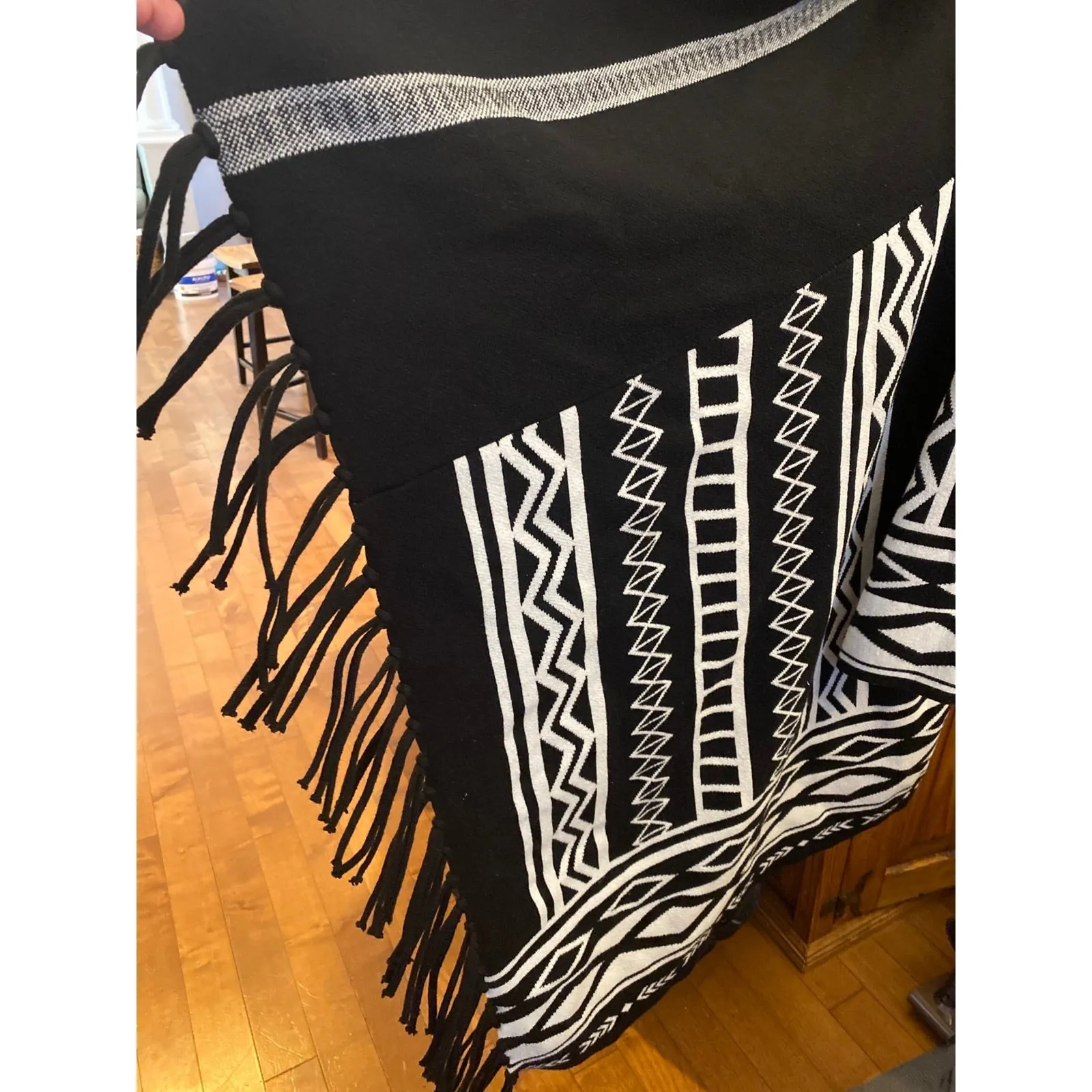 2010s Chico’s Black Tribal Fringe Knit Open Cardigan Wrap Size 3 XL - Image 8