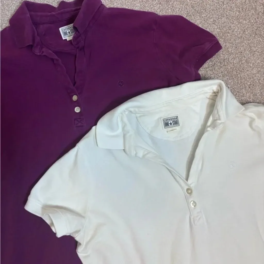 Bundle of 2 Converse One Star Short Sleeve Casual Classic Polo Shirts Purple Size L - Image 2