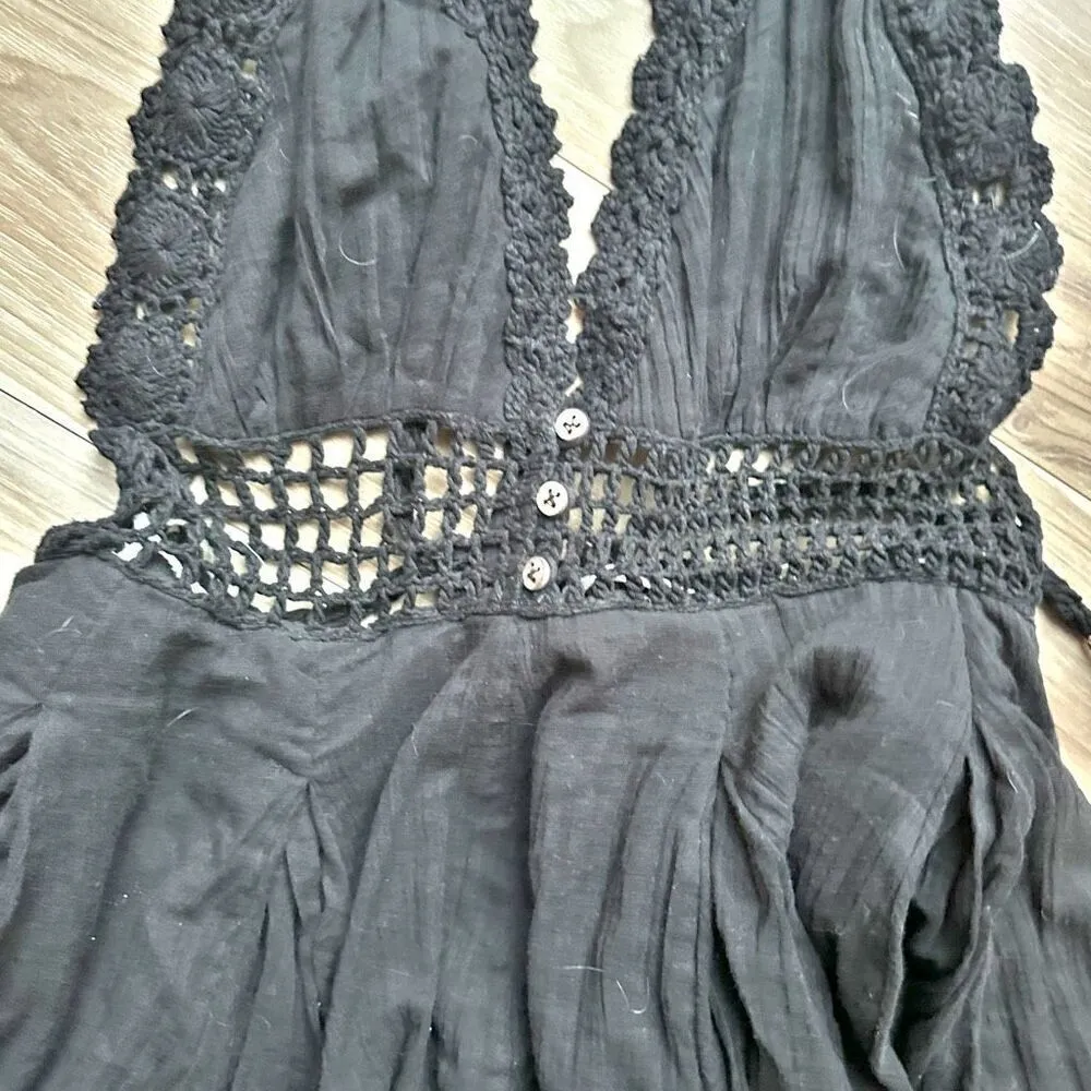 FREE PEOPLE | NWT Show Off Crochet Mini Dress Halter Open Tie Back  | Size XS - Image 6