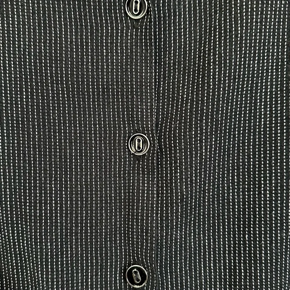 Hot Cotton Linen Blend Black White Striped Button Down Tunic Shirt, Size XL - Image 5