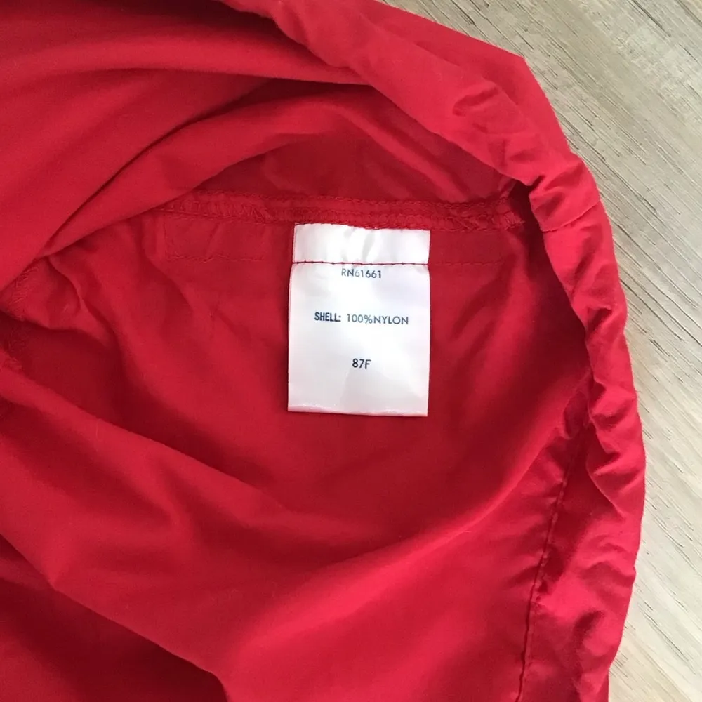 90s LLBean Women’s Red Long Winter Jacket Sz Large Hooded Cinched Waist - Image 6