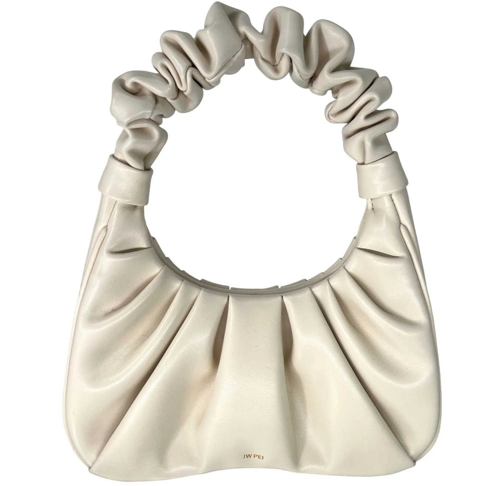 JW PEI Gabbi Ruched Hobo Handbag Ivory Vegan Leather Small Hobo Bag Like‎ New - Image 2