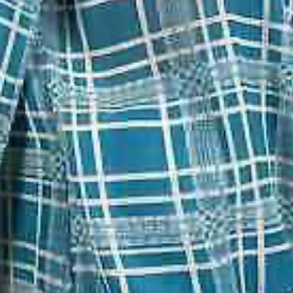 Cabi Surplice Blouse Teal Cream Windowpane Plaid Chiffon Size M - Image 6