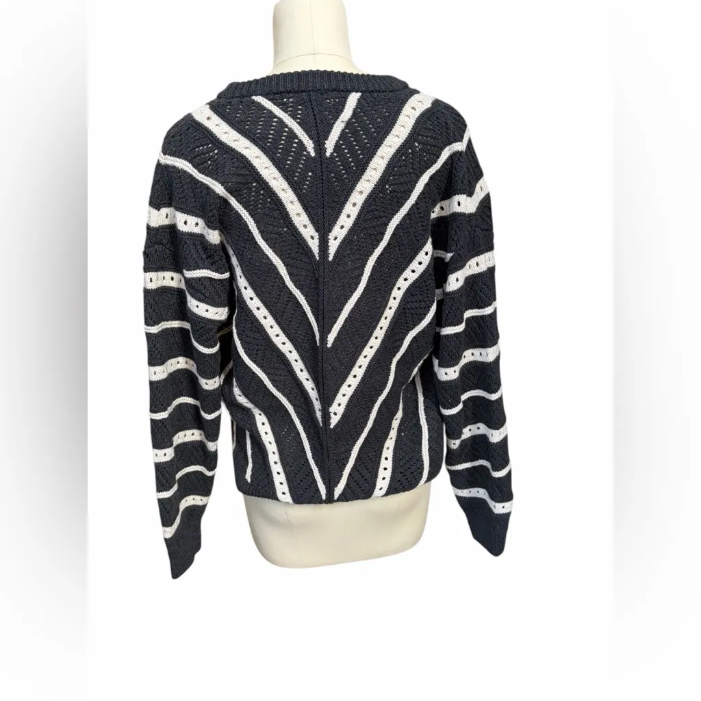 Marine Layer Brooke Black and White Striped Women's Sweater size medium - Image 3