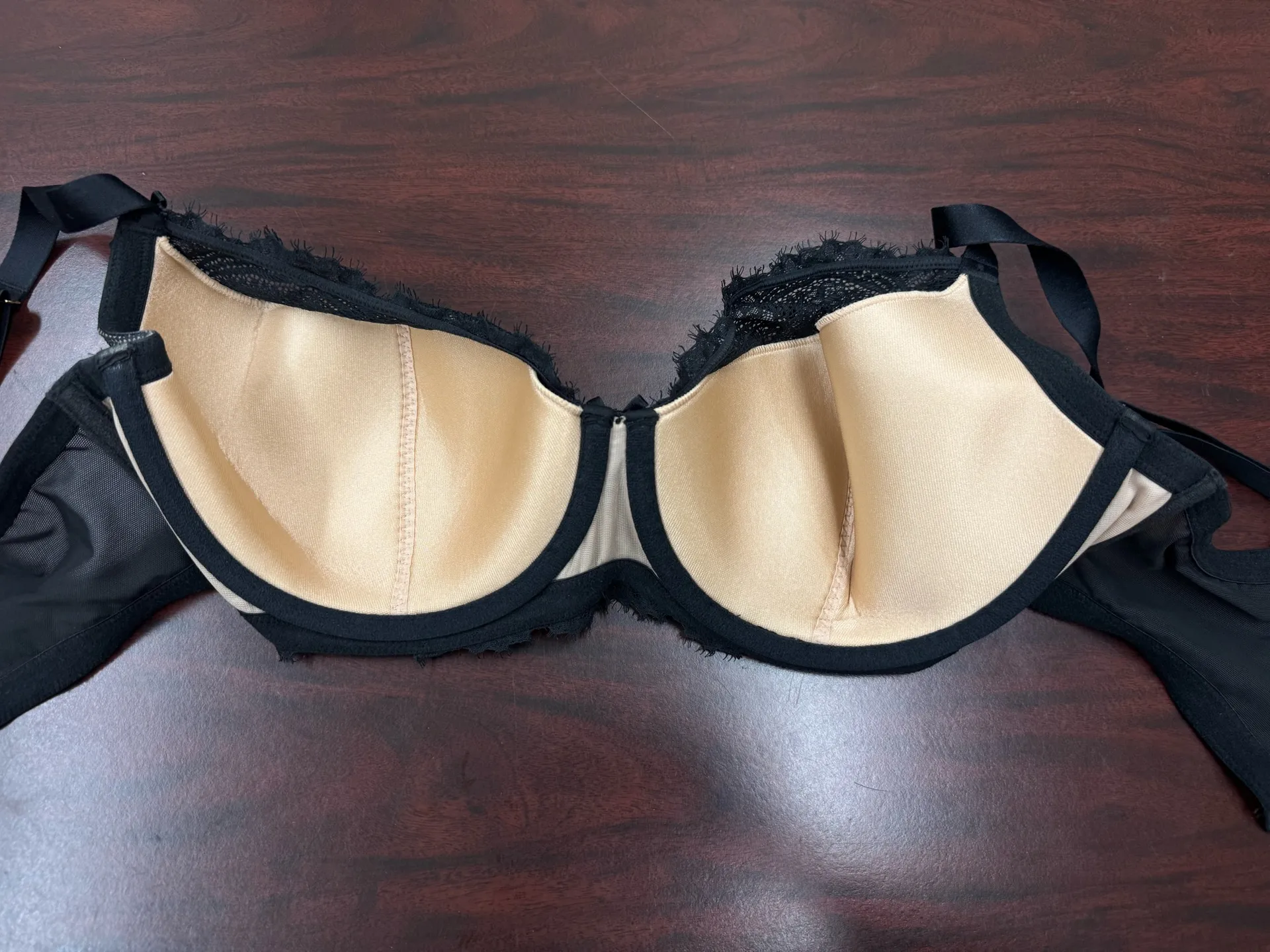 Cacique Black Mesh Lightly Lined French Balconette Bra Size 40DDD - Image 4