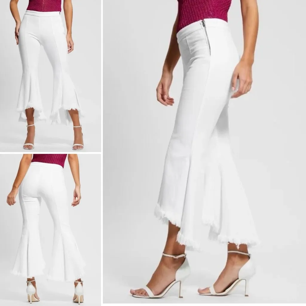 Cropped Super Flare White Jeans Size M - Image 8
