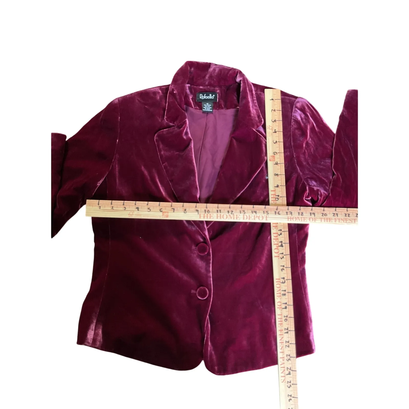 Rafaella Burgundy Velvet Blazer Jacket Vintage Silk Blend 90s Y2K Sz 12 - Image 7