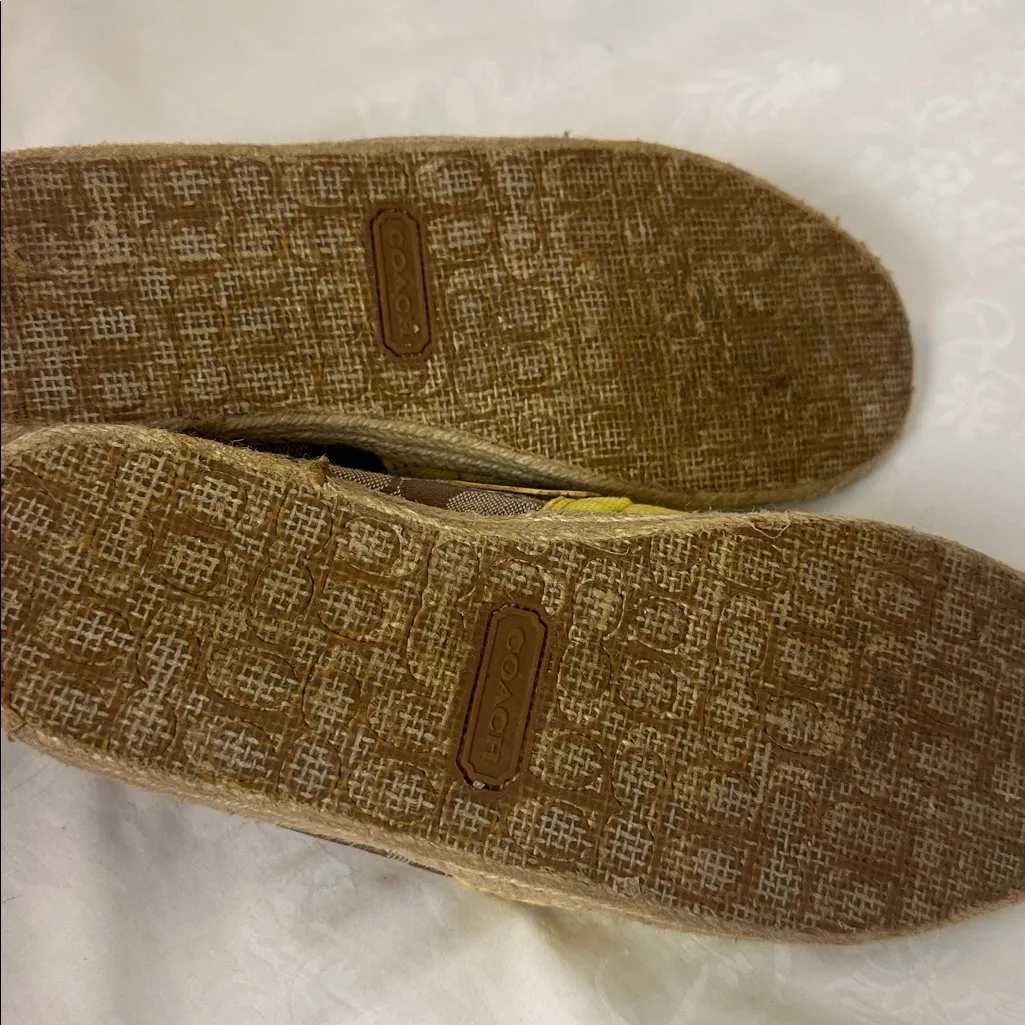 Coach Yellow and Brown Espadrille Flats - Image 5