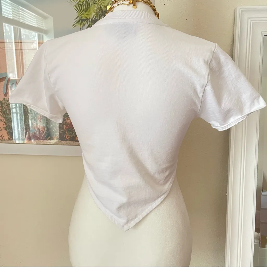 Fiorucci Fruit Logo Cropped Short Sleeve Tee in Size Small - Image 7