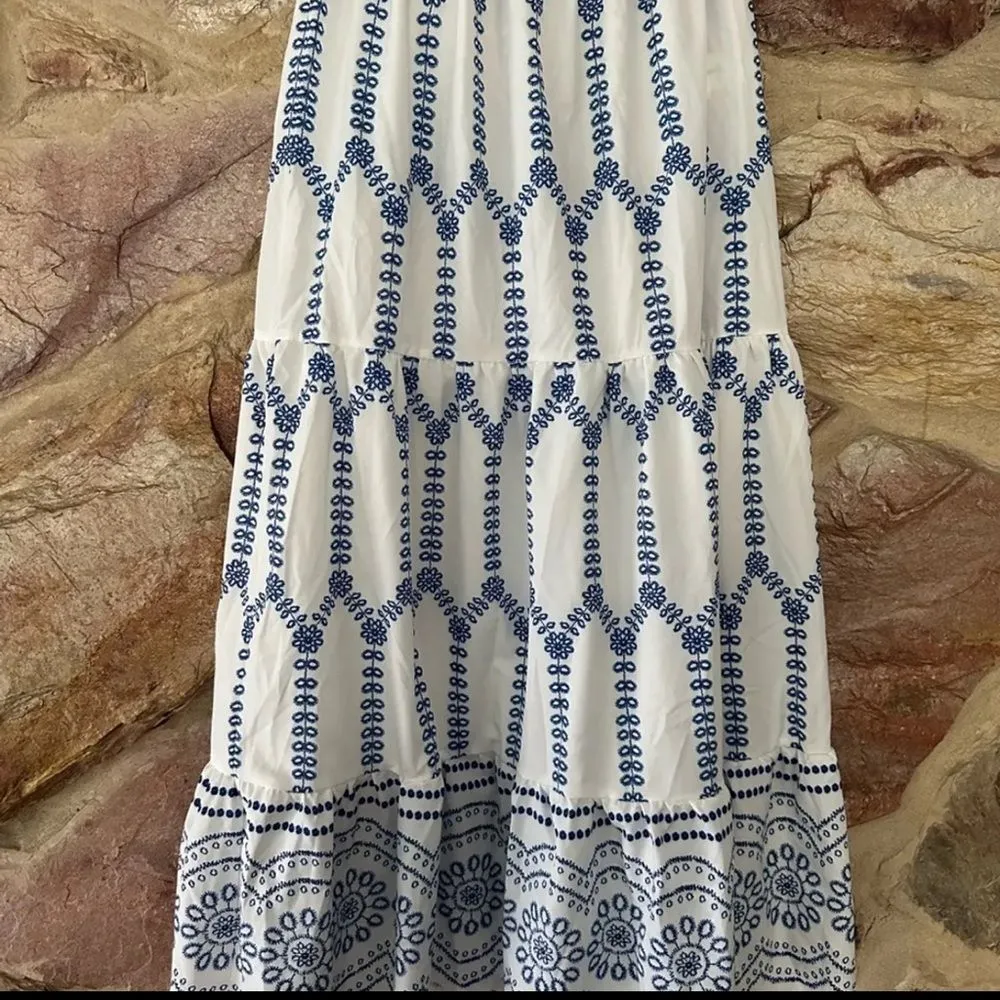 Commense Printed Sleeveless Tie Back Skirt Set size small White - Image 4
