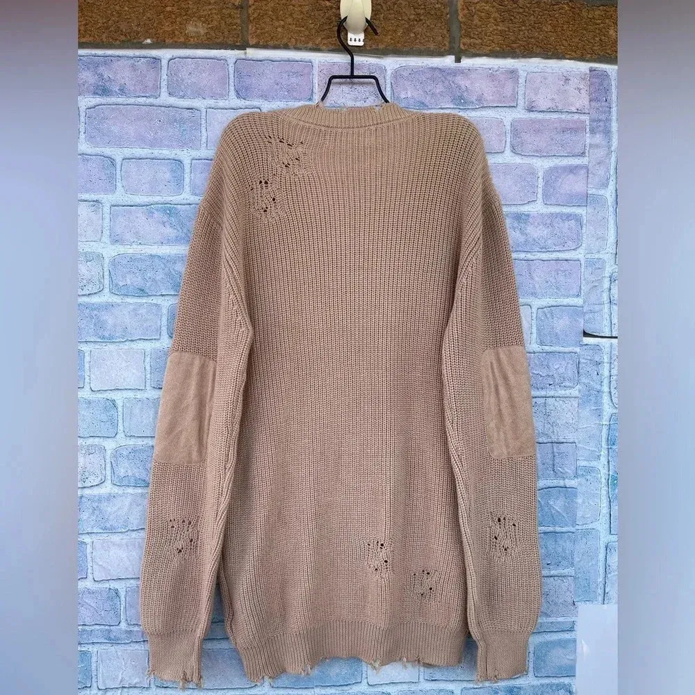 SER.O.YA Devin distressed Sweater dress in tan size small - Image 10