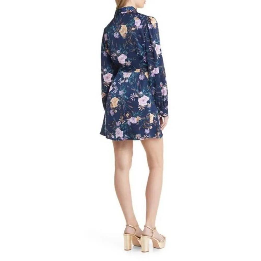 New. Lost And Wander navy floral wrap dress. XS. Retails $98 - Image 5
