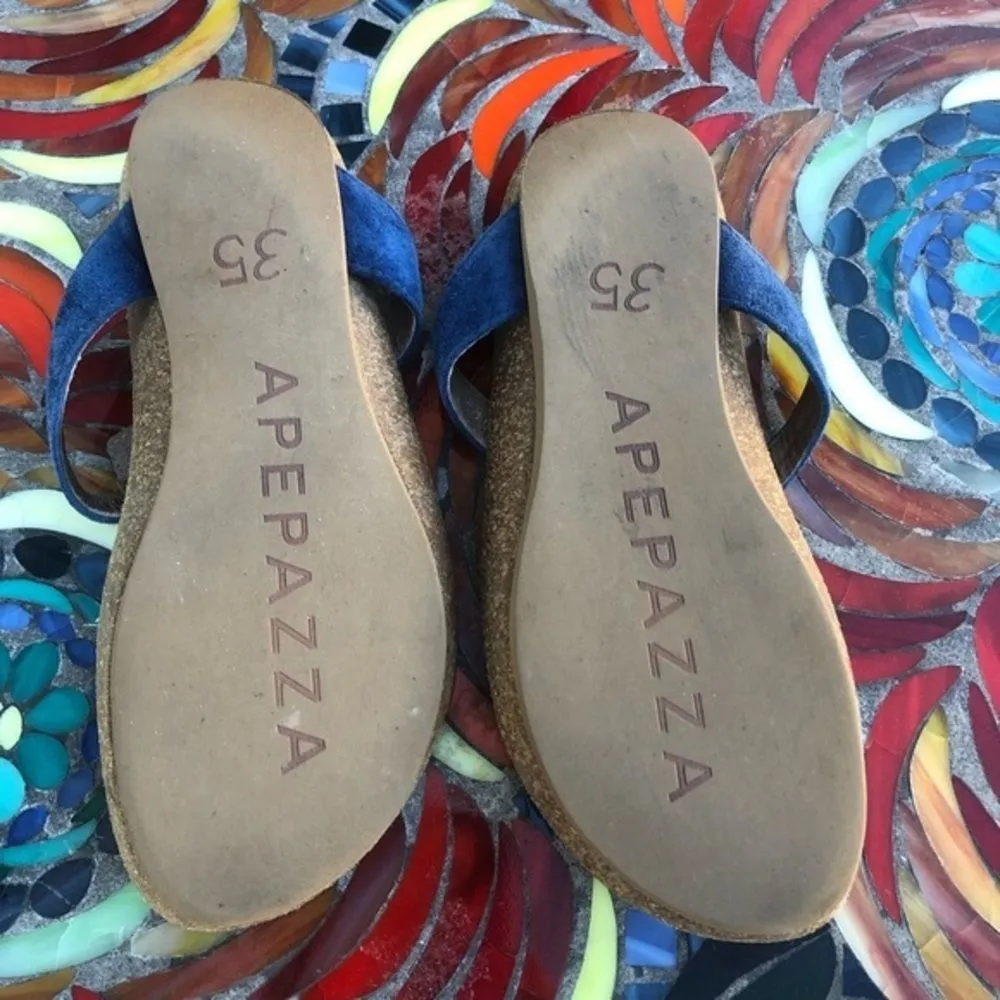 Apepazza blue thong sandals size 5 jewels coastal grandma bohemian beach boho - Image 2