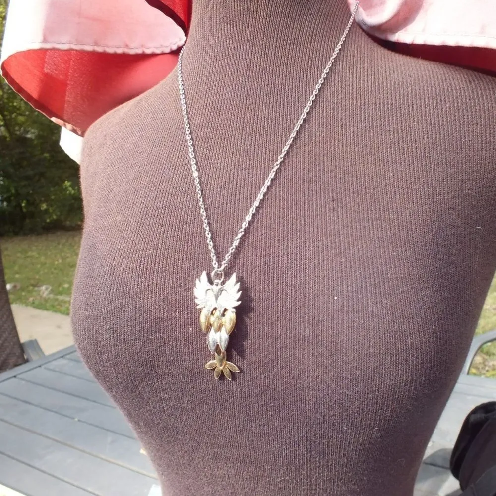 Unique Necklace With Gold & Silver Color Owl Pendant on 23 Inch Alloy Chain - Image 5