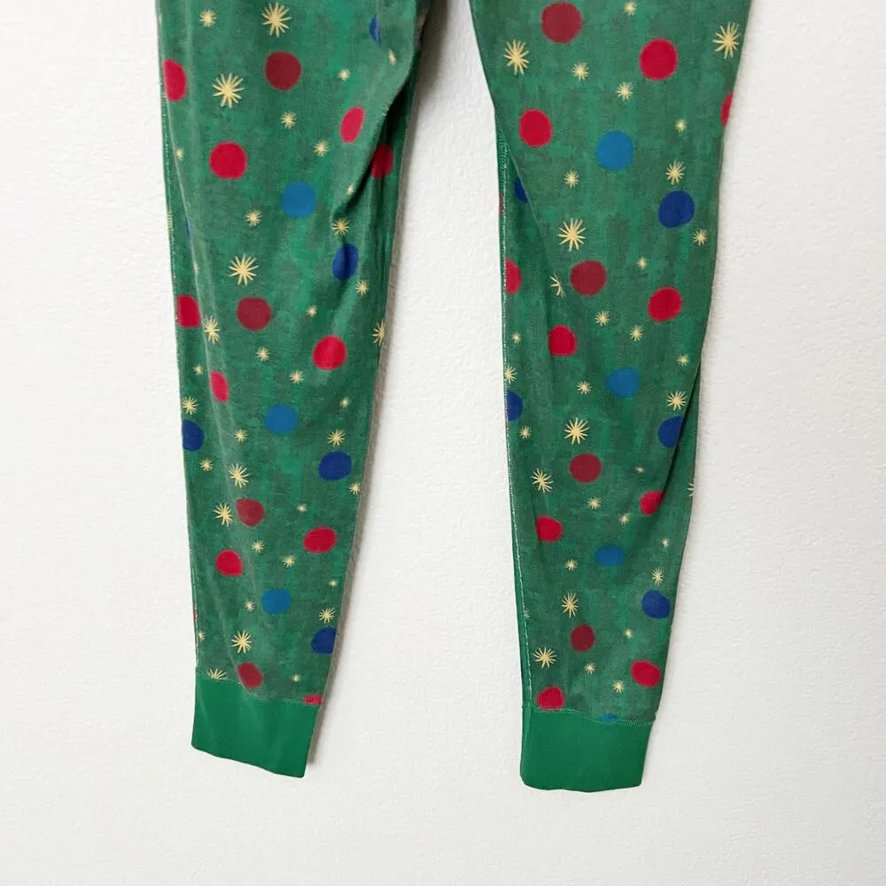 [Hanna Andersson] Green Christmas Ornaments Pajama Jogger Pants Size Medium M - Image 5