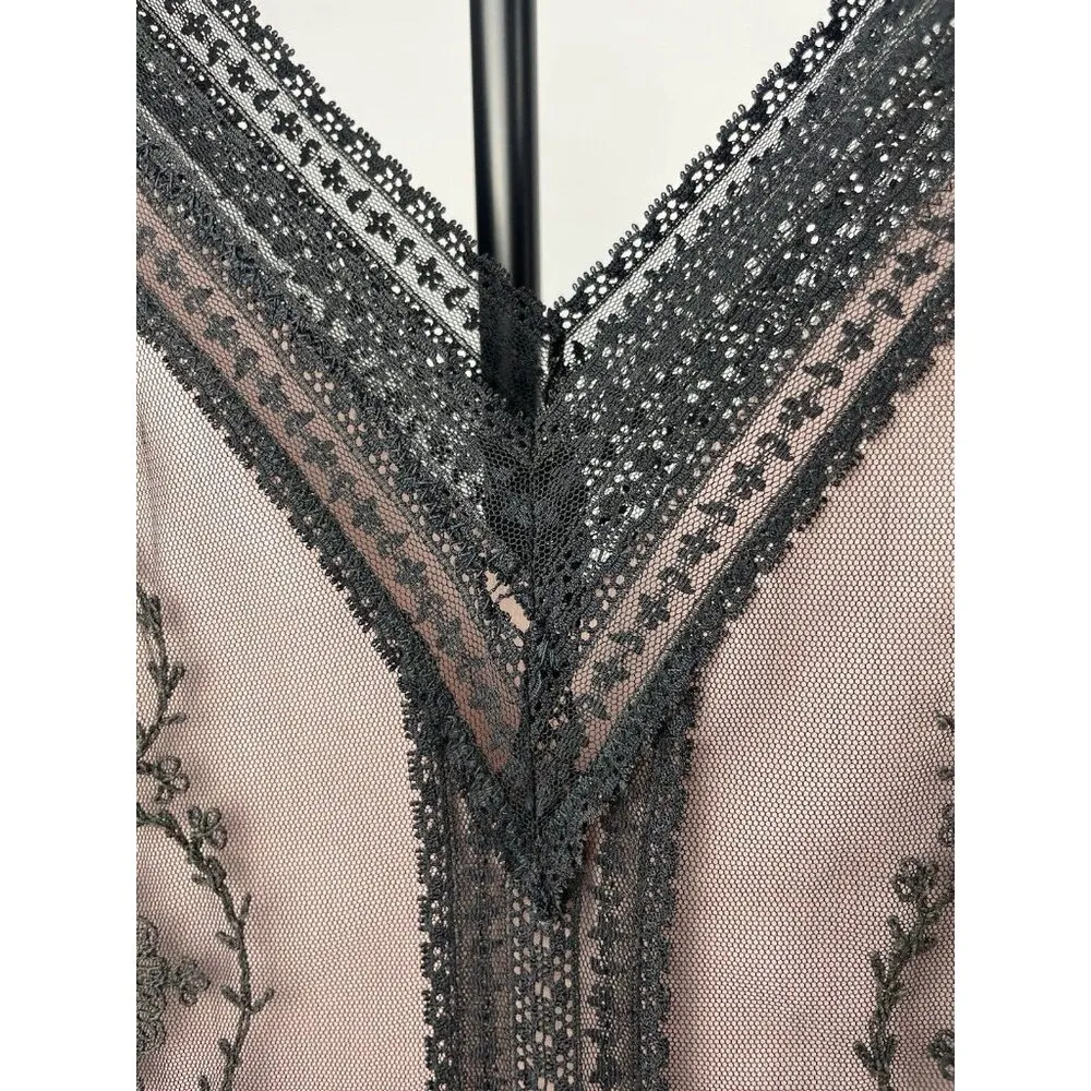 Vtg BCBGMAXAZRIA Black Lace Overlay Pink Romantic Fairy Sleeveless Dress‎ Sz 4 - Image 11