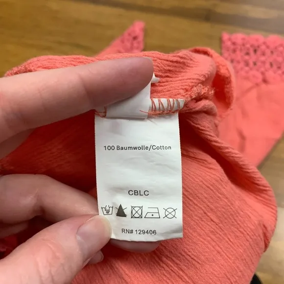 Venus Crochet Trim Cover Up Womens‎ Size Large Pink Tunic Top 3/4 Sleeve Blouse - Image 5