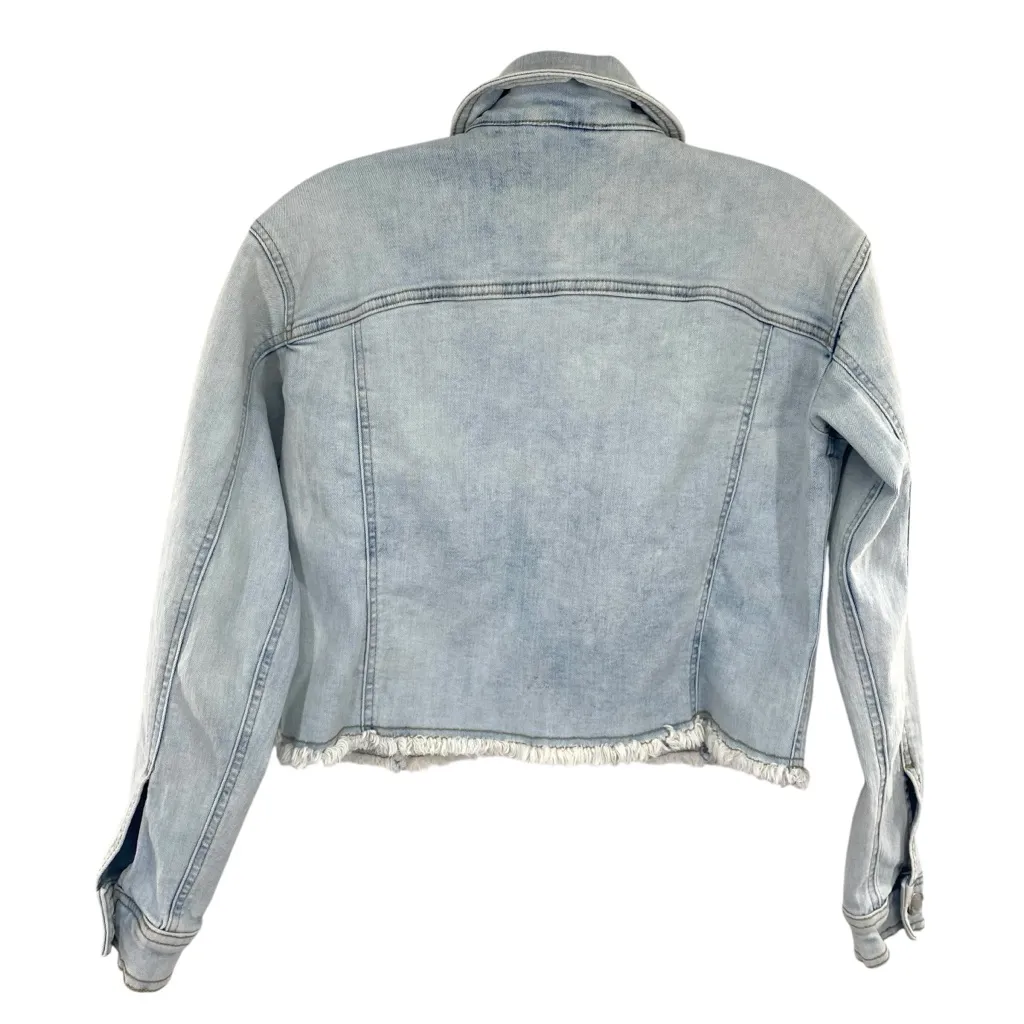 Venus Cut Off Cropped Denim Jacket Light Wash XS - Image 5
