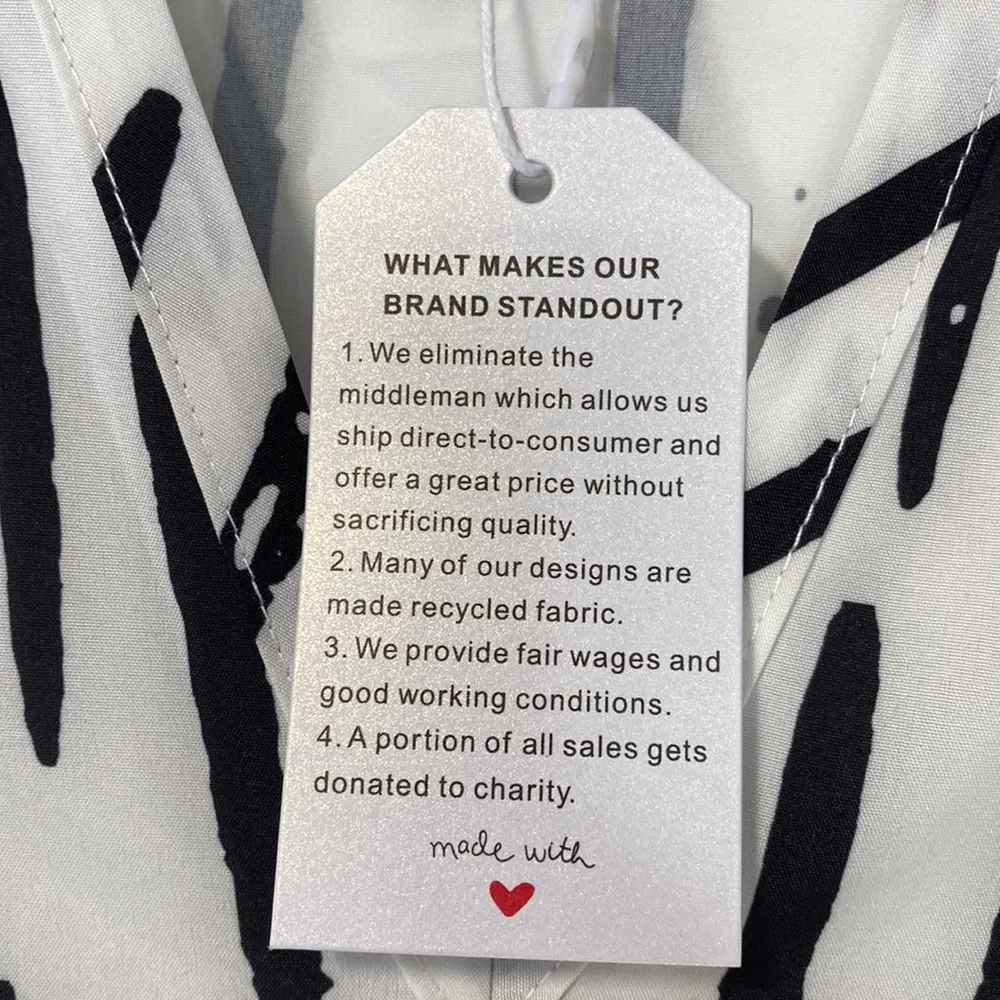 NWT Made with love ❤️ black & white ruffled shoulder drop waist dress si… Size M - Image 7