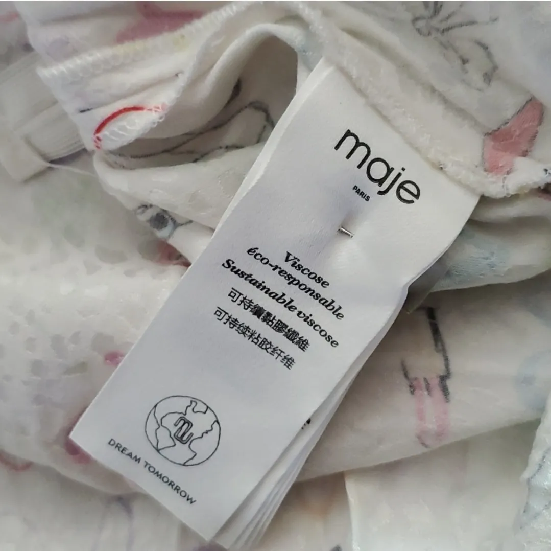 Maje  Ramake Printed Jacquard And Ruffle Dress - Image 9