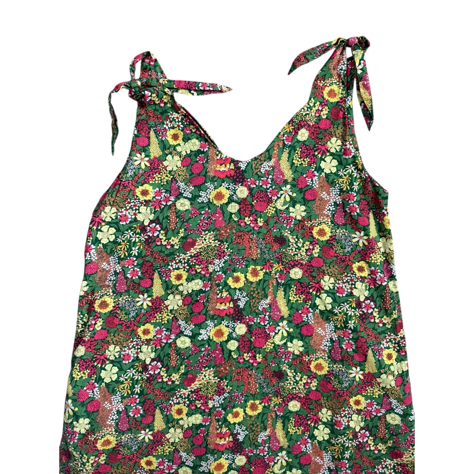BURU‎ Shoulder Tie Tank Maxi Dress in Green Floral Garden Pockets Size XS - Image 6