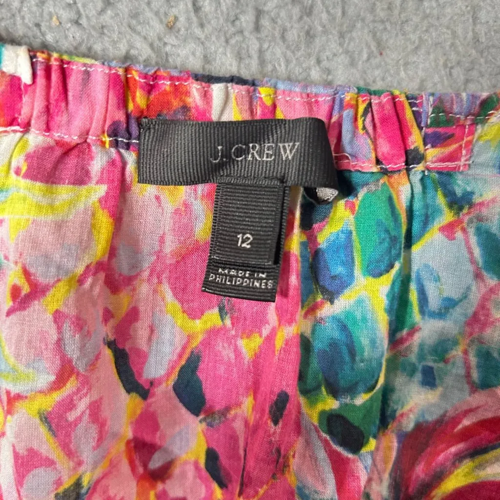 J.Crew Blouse Womens‎ 12 Tropical Pineapple Print Ruffled Sleeveless Cotton Pink - Image 4