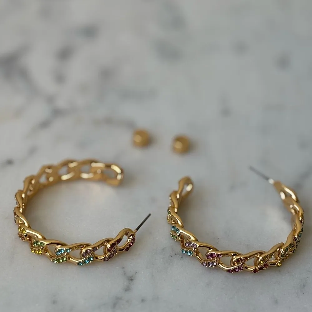 nwot Kurt Geiger  Gold Multicolor Hoop Earrings - Image 7