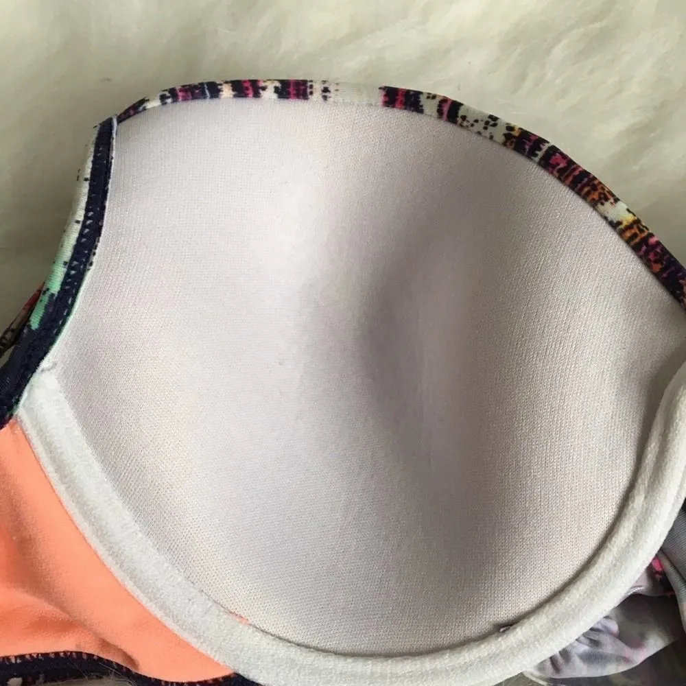 Ninety Six Degrees Tribal Print Push Up Bikini Top Medium Padded Adjustable Swim Purple - Image 9