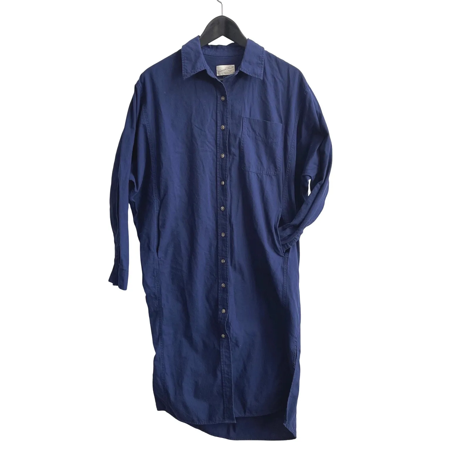 Universal Thread Navy Blue Cotton Long Sleeve Button Down Shirt Dress Small - Image 3