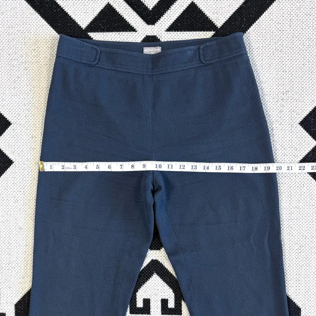 Agnona x Bergdorf Goodman Textured Cotton Blend Straight Leg Trousers in Navy Blue Size 8 - Image 3