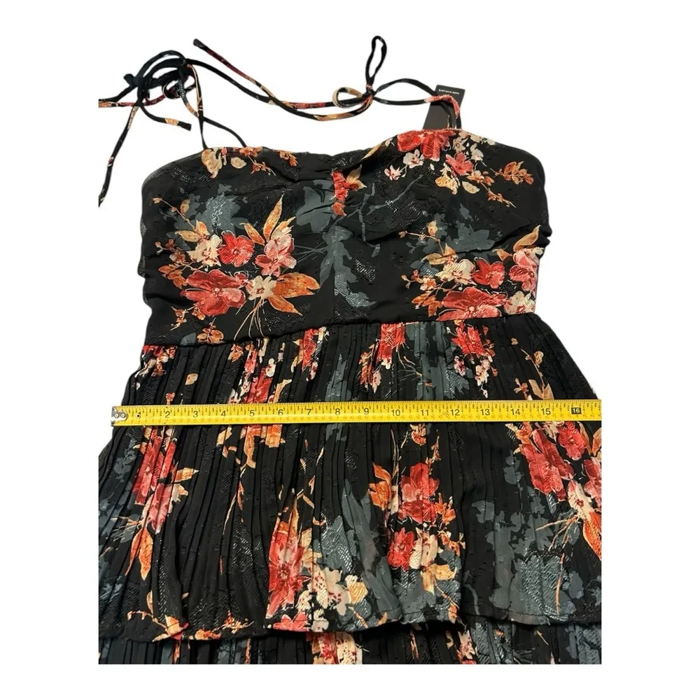 Lulus | Tier to Stay Black Floral Print Tiered Tie-Strap Midi Dress size M New - Image 6