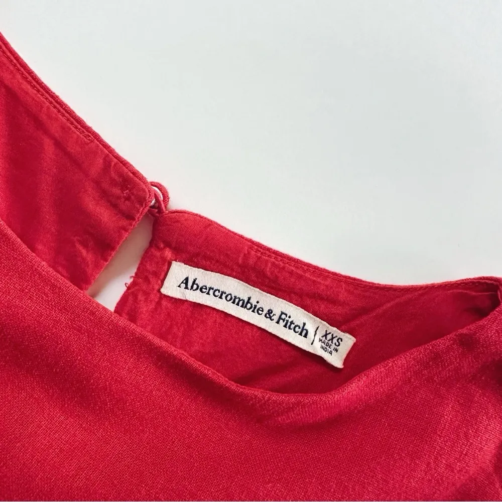 Abercrombie & Fitch Women’s High-Neck Linen Blend Mini Red Dress - Image 5