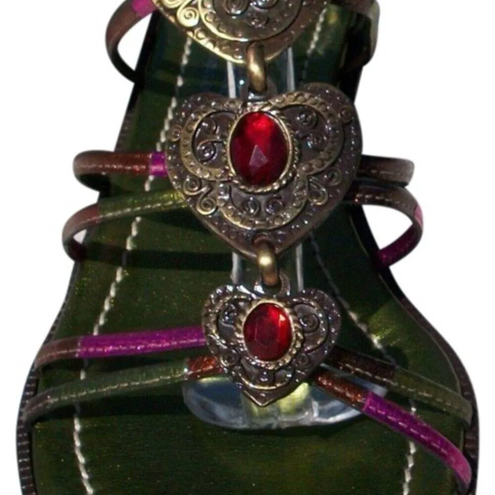 Donald Pliner Copper Metallic Copper Leather Shoe Sandal New Gem Stone $265 NWT - Image 2