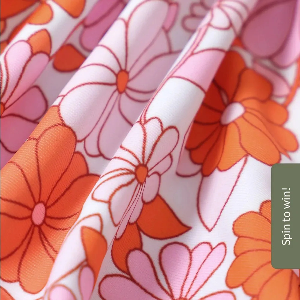 Berlook Orange Floral Backless Tie One - Image 7