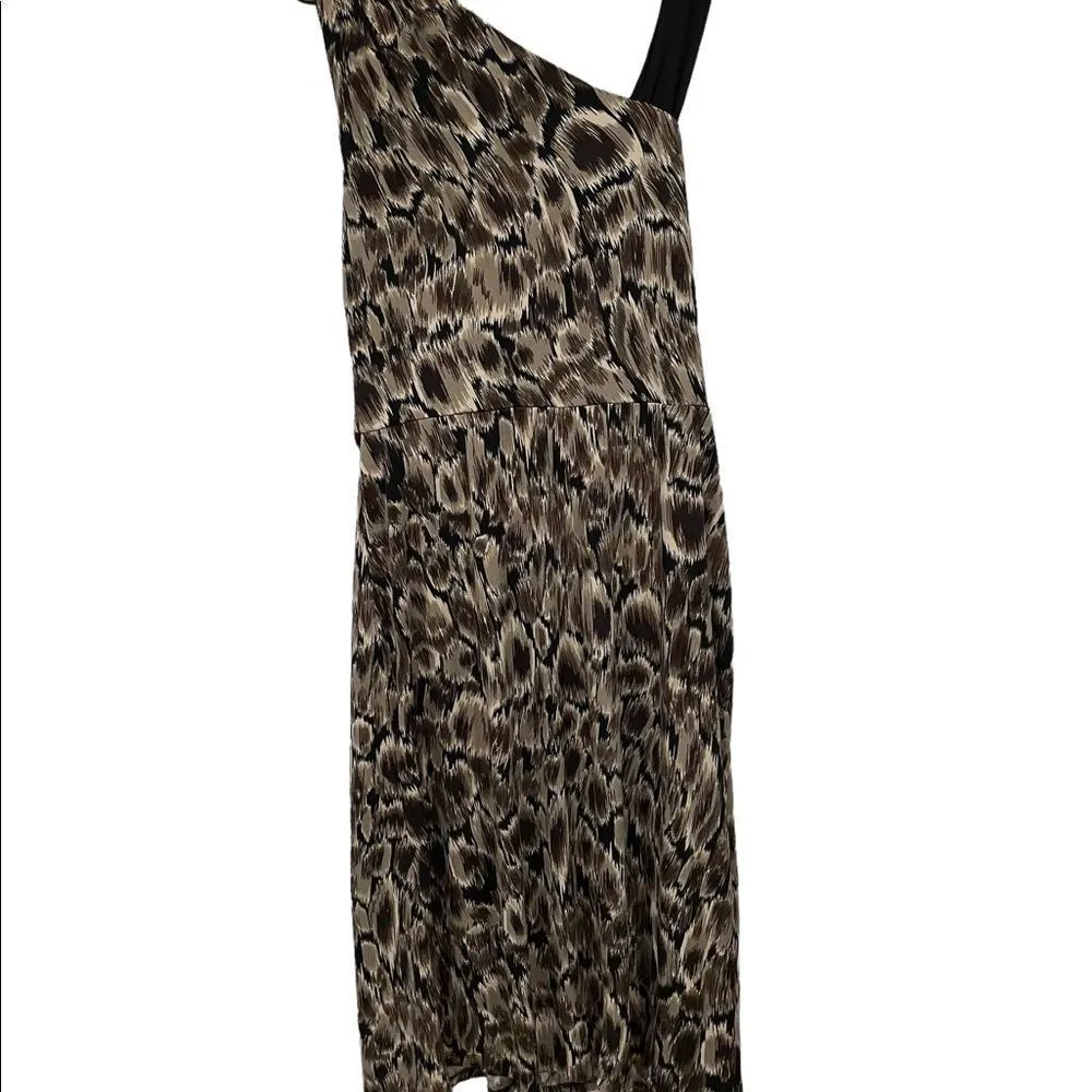 Connected Apparel Brush Stroke One Shoulder Strappy Mini Formal Draped Dress - Image 5