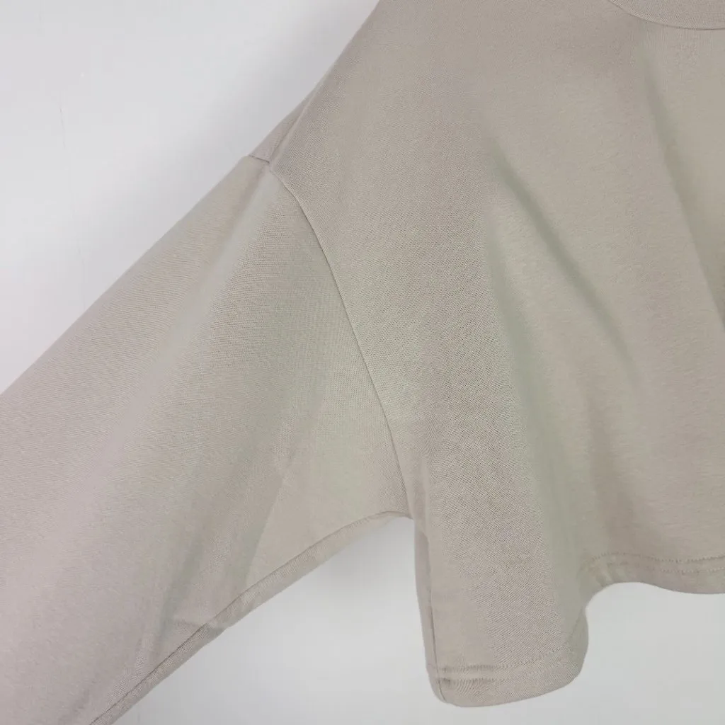 NWT IVL Collective Cropped Crewneck Sweatshirt Cotton Fleece Stone Size Medium M - Image 3