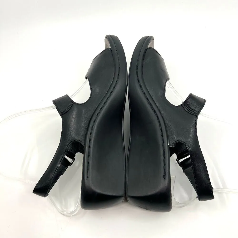 Mephisto Mobils Black Leather Wedge Sandals Women's 7 US - Image 7