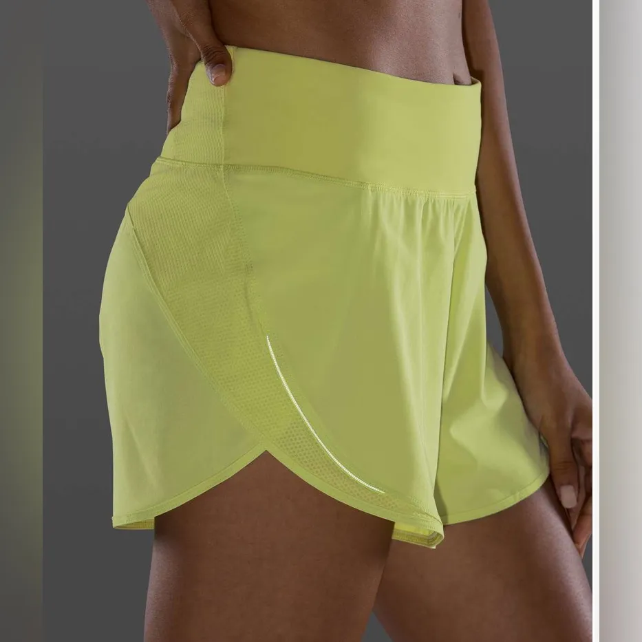 Lululemon Run Off Route High Rise Short 4” Lemon Vibe Women's Size 8 Mesh Swift - Image 2