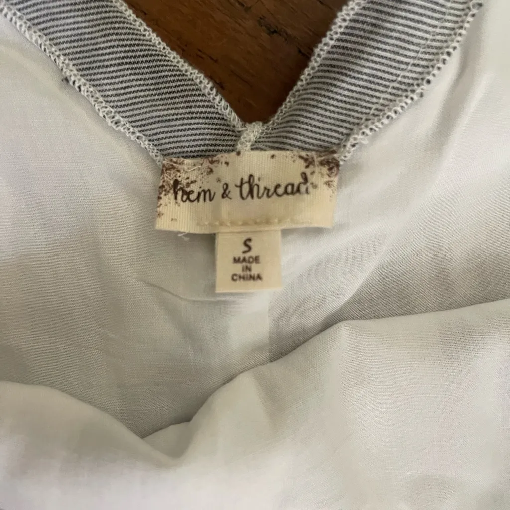 Hem & Thread White and Bluish Gray Striped Dress - Image 4