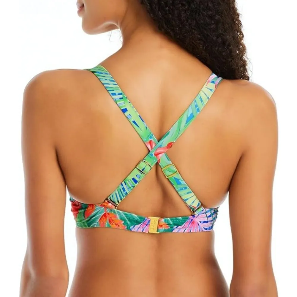 💕BLEU ROD BEATTIE💕 Tropical Flight Tie Front Underwire Bra Top Floral 34D NWT - Image 4