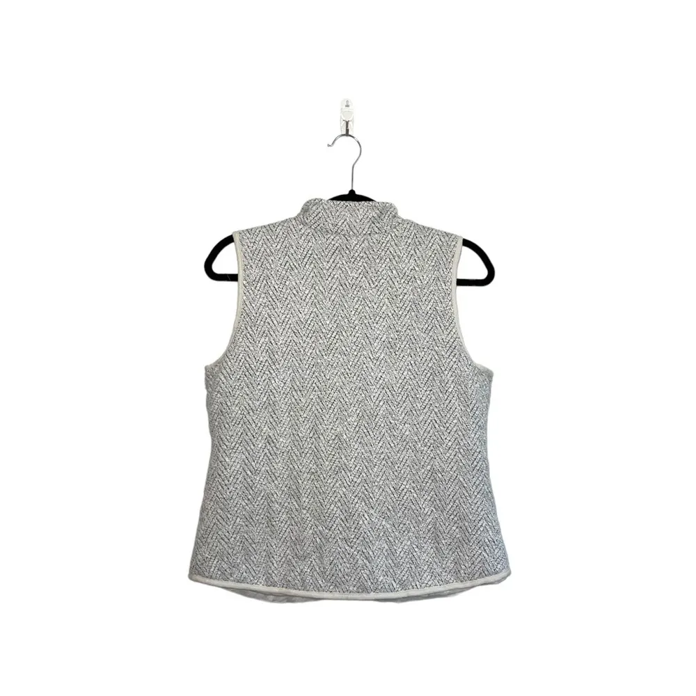 Maurices Cream & Gray Chevron Tweed Pocket Full Zip Vest - Image 5